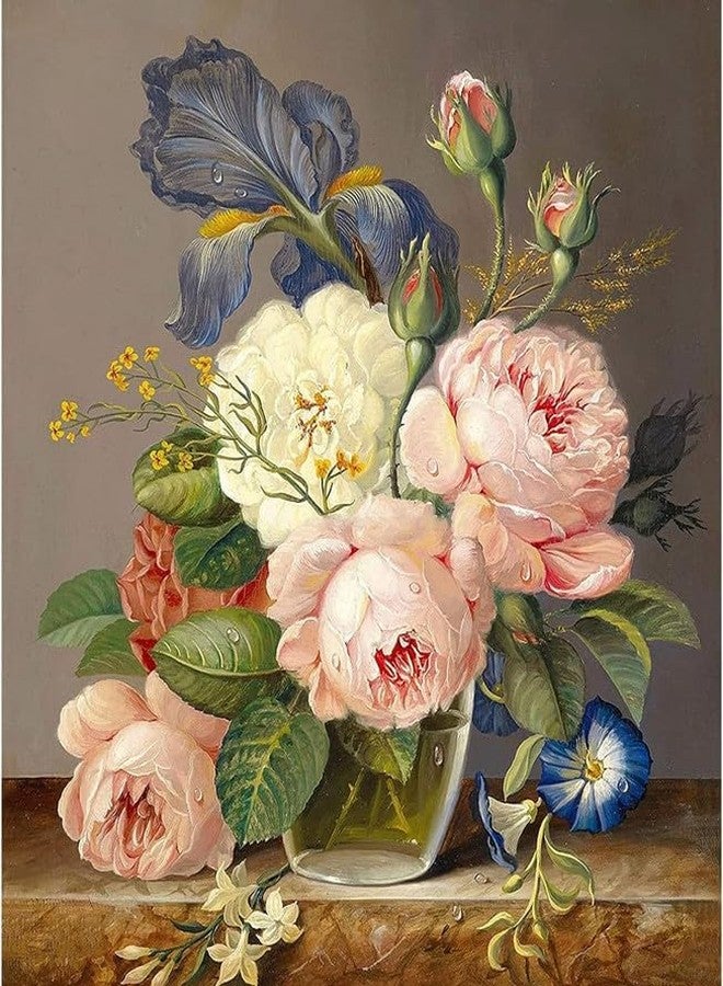 TREXEE DIY 5D Diamond Painting Kits for Adults Kids Beginners, DIY Diamond Paint by Numbers Kit Full Round Drill Pink Peony Landscape Paint with Diamonds Gem Art (30X40 CM)(No Frame) - Image 1